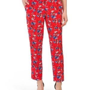 Red floral Cynthia Rowley Pants